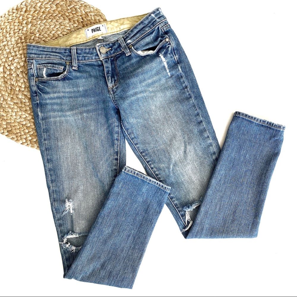PAIGE Skyline Ankle Peg Distressed Jeans